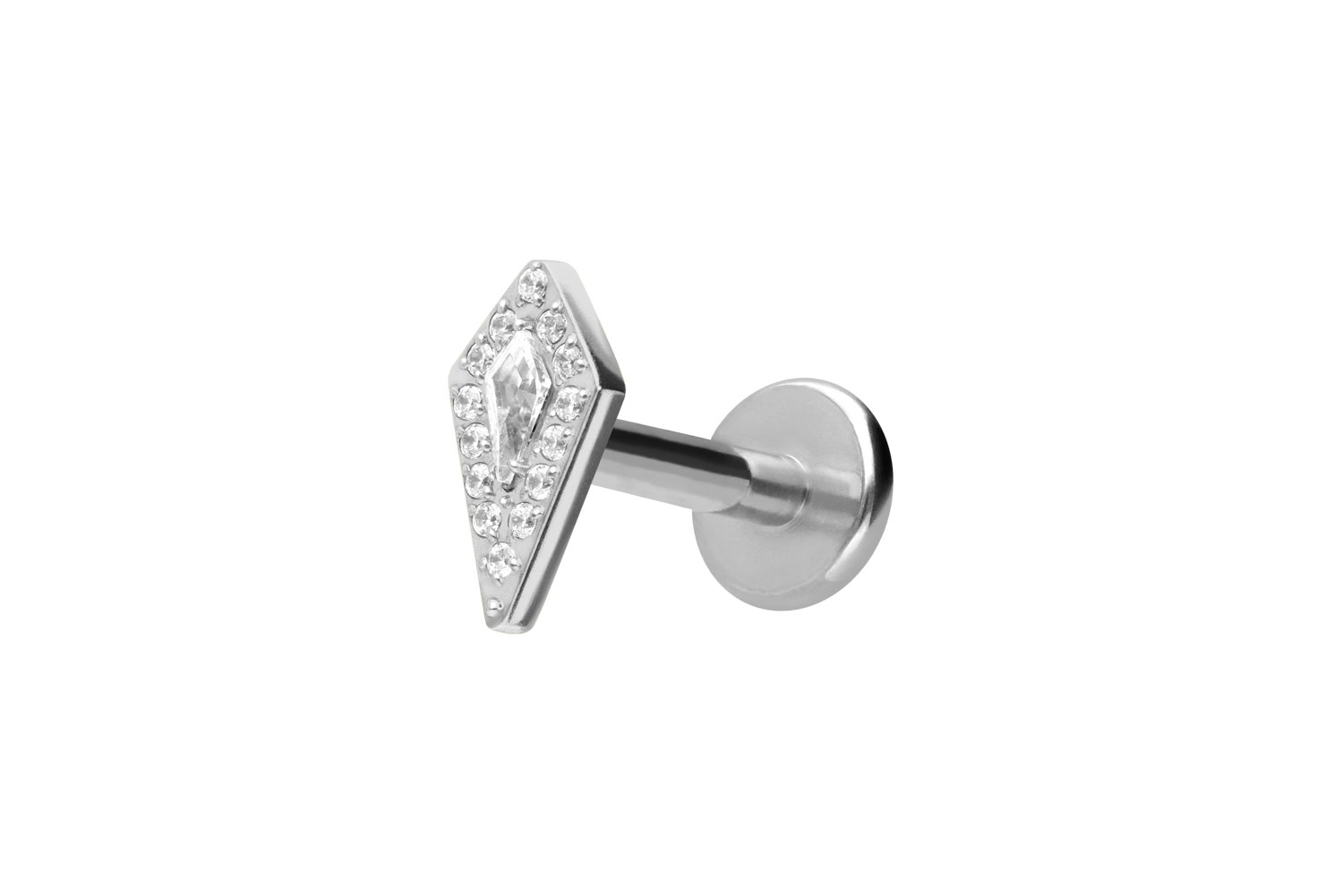 Titan Labret Piercing mit Push Fit KRISTALLSCHILD